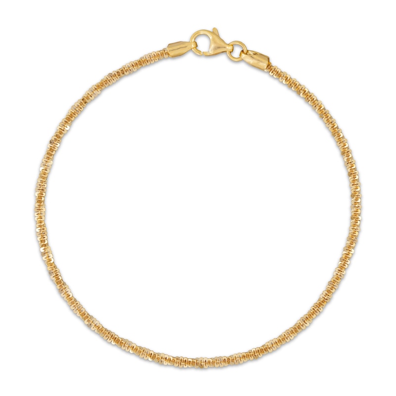 Main Image 1 of Diamond-Cut Crisscross Chain Bracelet 2.15mm Solid 14K Yellow Gold 7.5&quot;