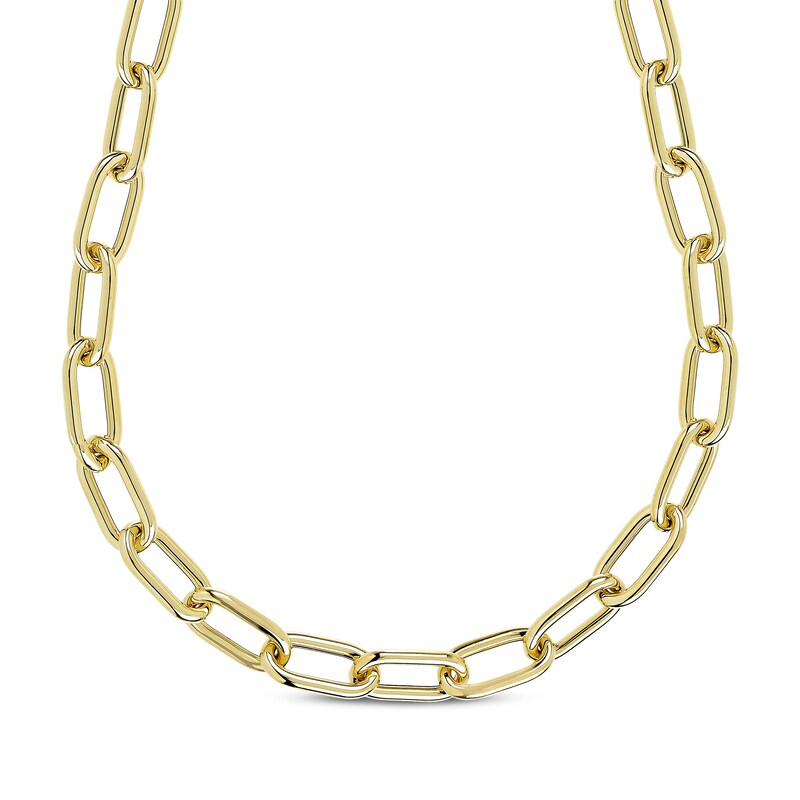 Main Image 1 of Paperclip Chain Necklace Hollow 10K Yellow Gold 18&quot;
