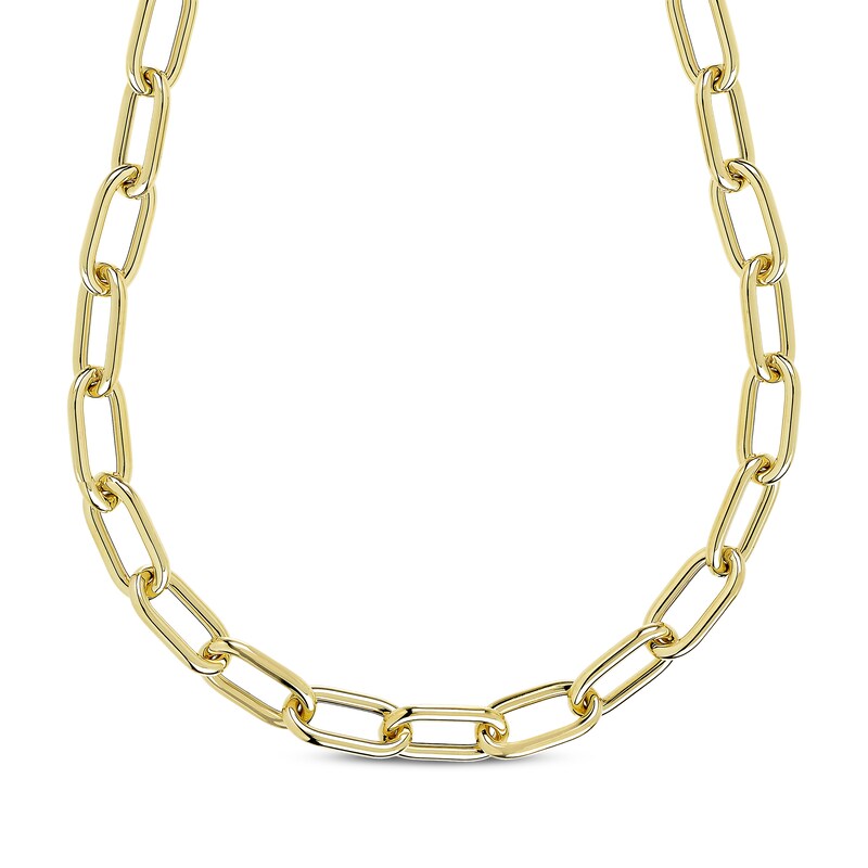 Hollow Paperclip Chain Necklace 10K Yellow Gold 18"