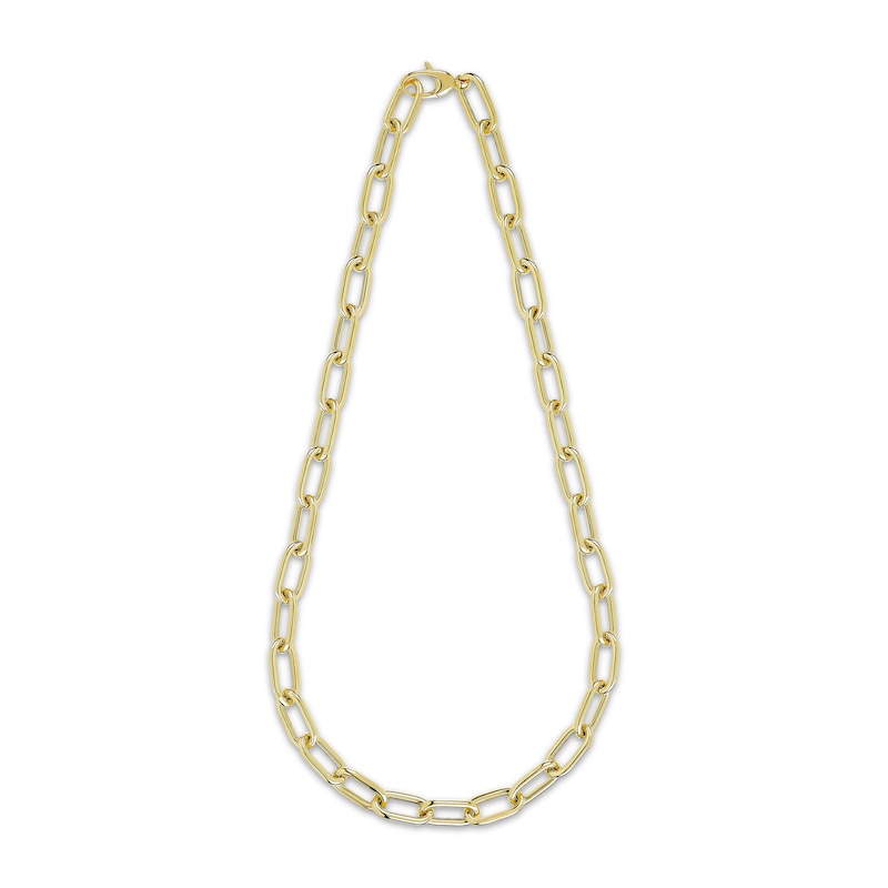 Hollow Paperclip Chain Necklace 10K Yellow Gold 18"