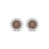 Thumbnail Image 1 of Men's Brown & White Multi-Diamond Circle Stud Earrings 1/2 ct tw 10K Yellow Gold