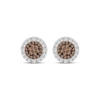 Thumbnail Image 2 of Men's Brown & White Multi-Diamond Circle Stud Earrings 1/2 ct tw 10K Yellow Gold