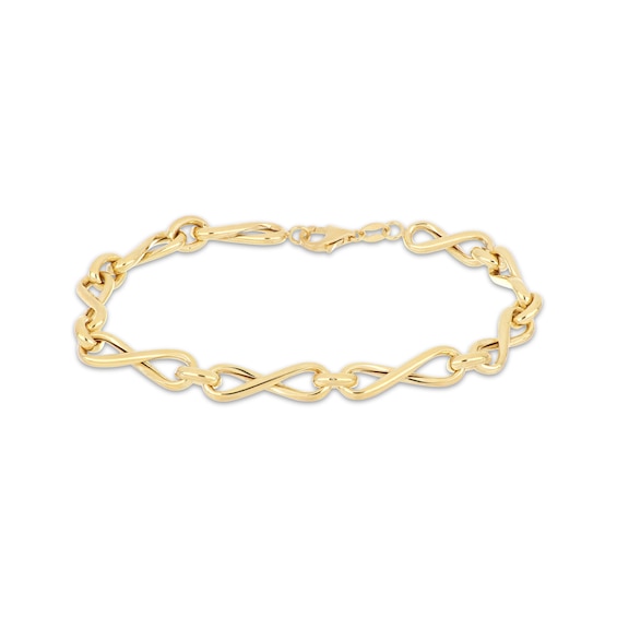 Infinity Twist Bracelet Hollow 10K Yellow Gold 8"