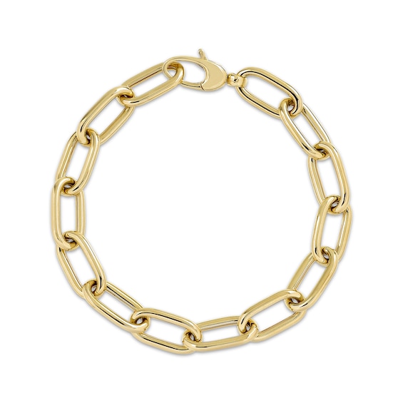 Paperclip Chain Bracelet Hollow 10K Yellow Gold 7.5"