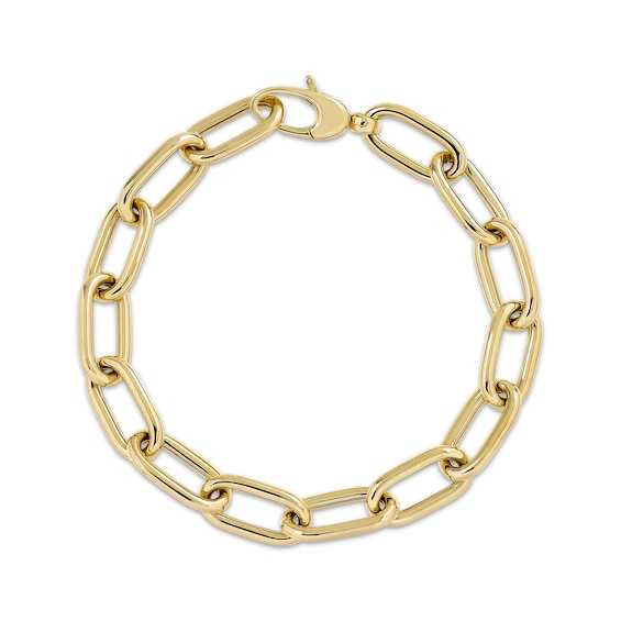 Hollow Paperclip Chain Bracelet 10K Yellow Gold 7.5"