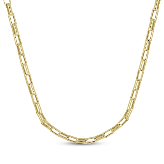 Open Box Link Chain Necklace 3.3mm Hollow 10K Yellow Gold 22"