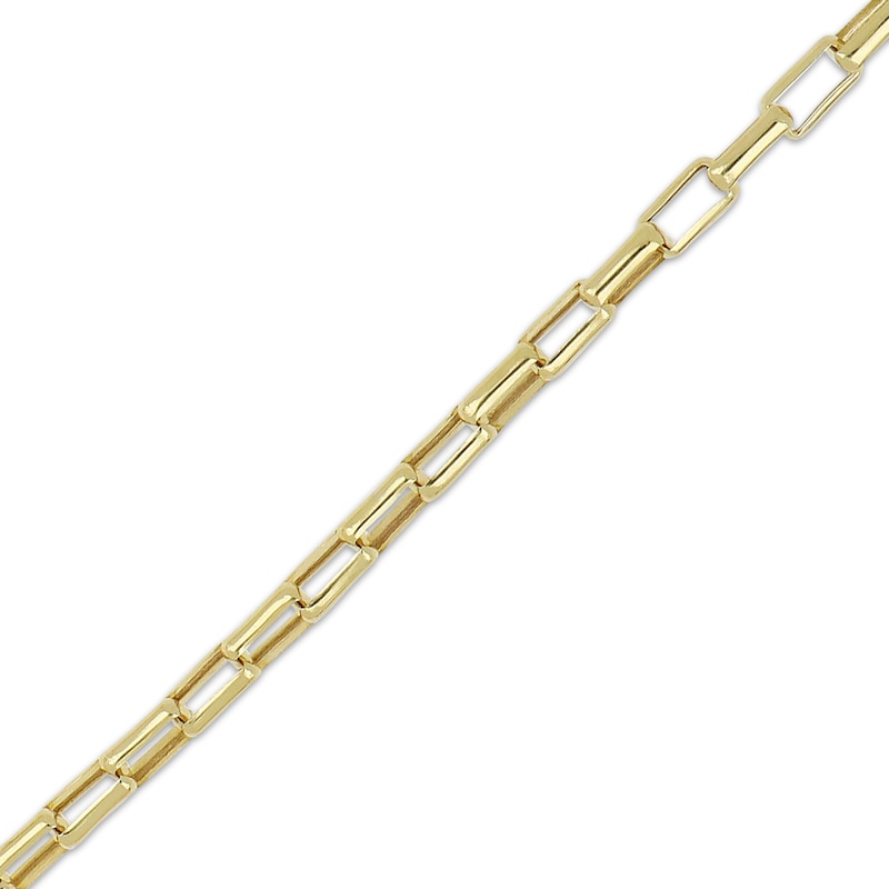 Hollow Open Box Link Chain Necklace 3.3mm 10K Yellow Gold 22"