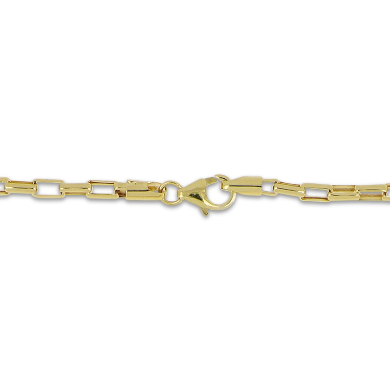 Hollow Open Box Link Chain Necklace 3.3mm 10K Yellow Gold 22"