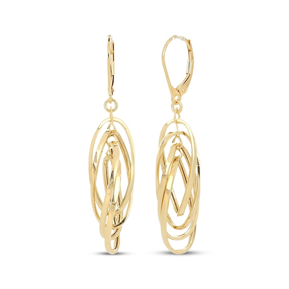 Layered Dangle Earrings 10K Yellow Gold