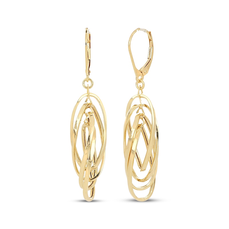 Layered Dangle Earrings 10K Yellow Gold