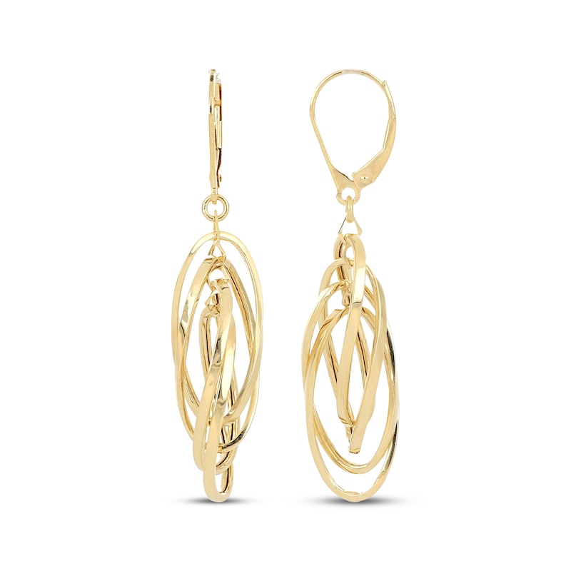 Layered Dangle Earrings 10K Yellow Gold