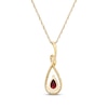 Thumbnail Image 3 of Pear-Shaped Natural Ruby & Diamond Teardrop Frame Necklace 1/6 ct tw 10K Yellow Gold 18&quot;