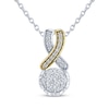 Thumbnail Image 1 of Multi-Diamond Center Twist Drop Necklace 1/5 ct tw Sterling Silver & 10K Yellow Gold 18&quot;