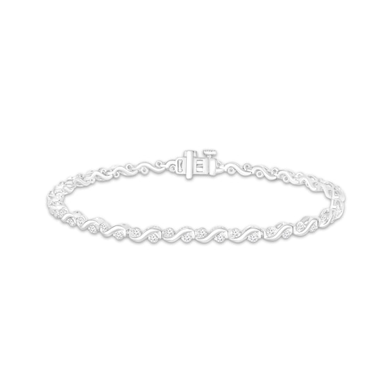 Diamond S-Link Bracelet 1 ct tw 10K White Gold 7"