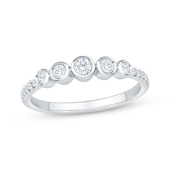 Now + Forever Bezel-Set Diamond Five-Stone Anniversary Ring 1/3 ct tw 14K White Gold