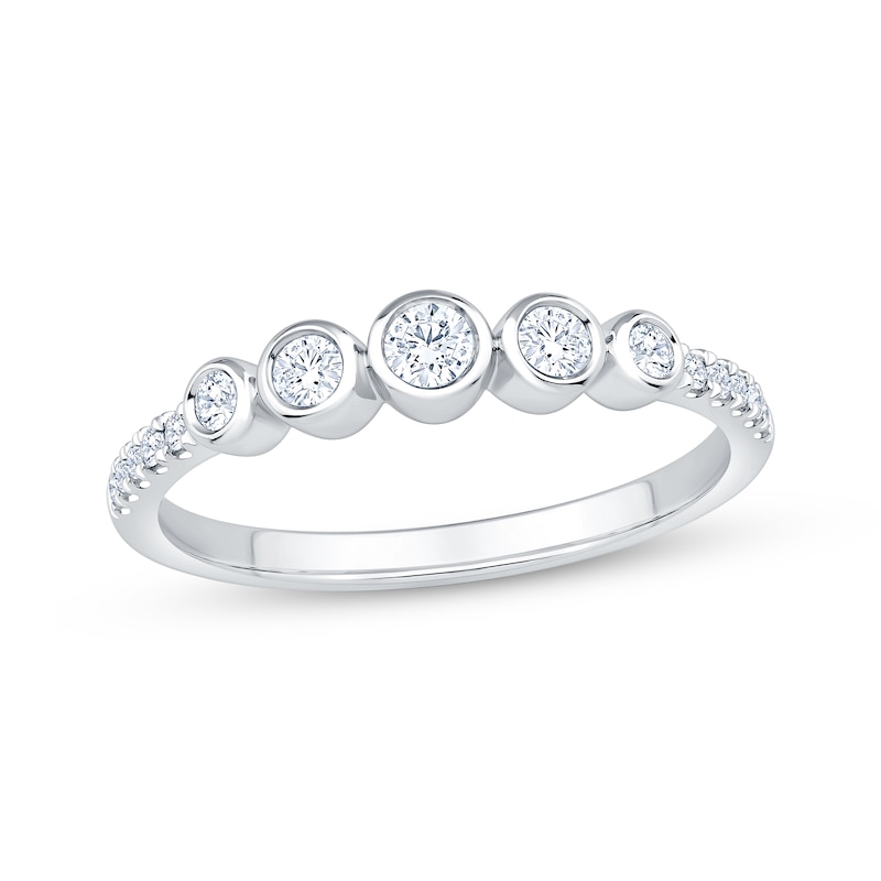 Main Image 1 of Now + Forever Bezel-Set Diamond Five-Stone Anniversary Ring 1/3 ct tw 14K White Gold