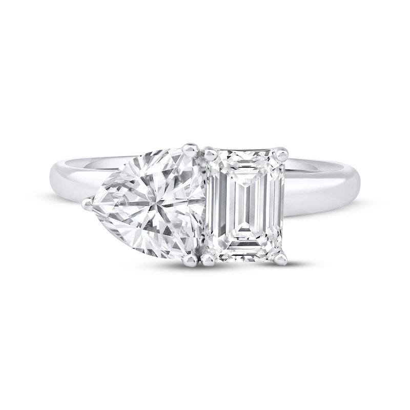 Main Image 3 of Toi et Moi Trillion & Emerald-Cut Lab-Grown diamond Engagement Ring 2 ct tw 14K White Gold