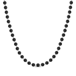 Men's Black Diamond Multi-Stone Bead Necklace 4 ct tw Sterling Silver 20"
