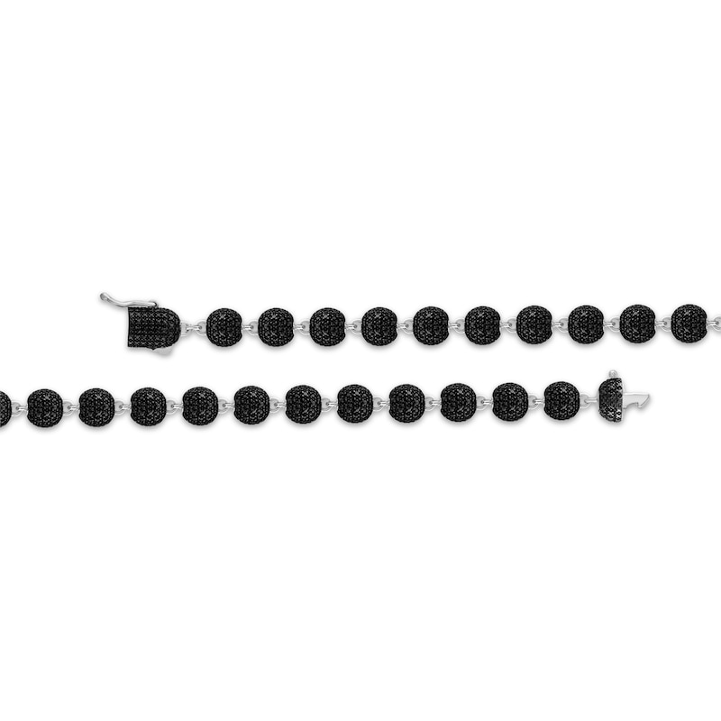 Main Image 2 of Men's Black Diamond Multi-Stone Bead Necklace 4 ct tw Sterling Silver 20&quot;