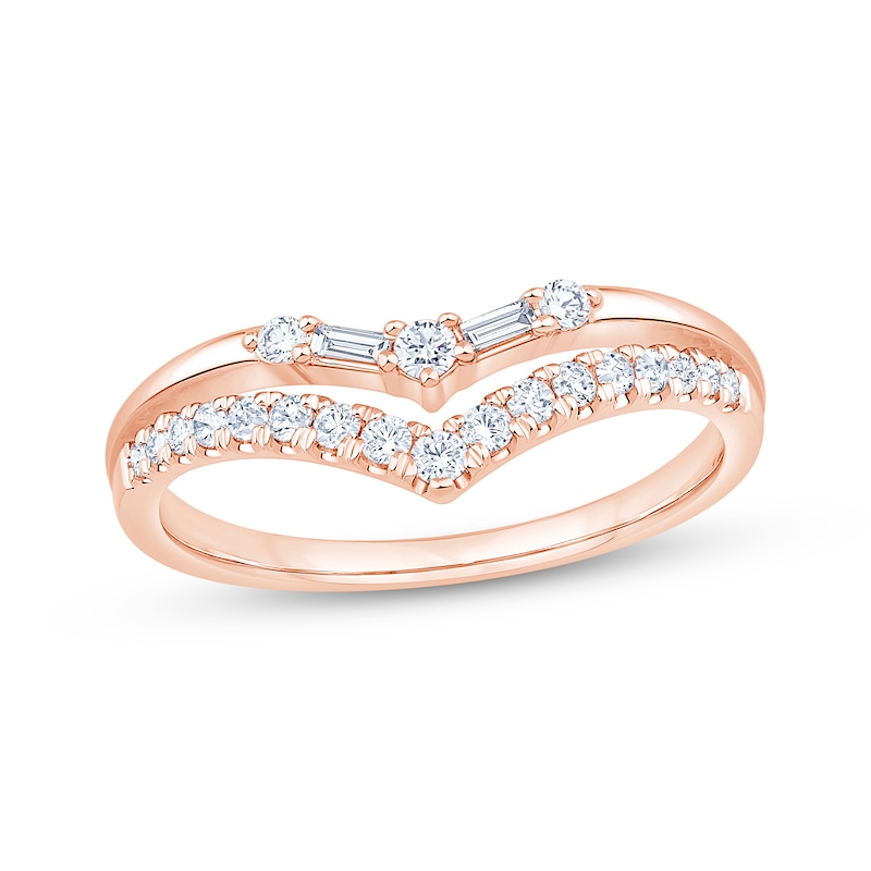 Main Image 1 of Now + Forever Diamond Two-Row Chevron Ring 1/3 ct tw 14K Rose Gold
