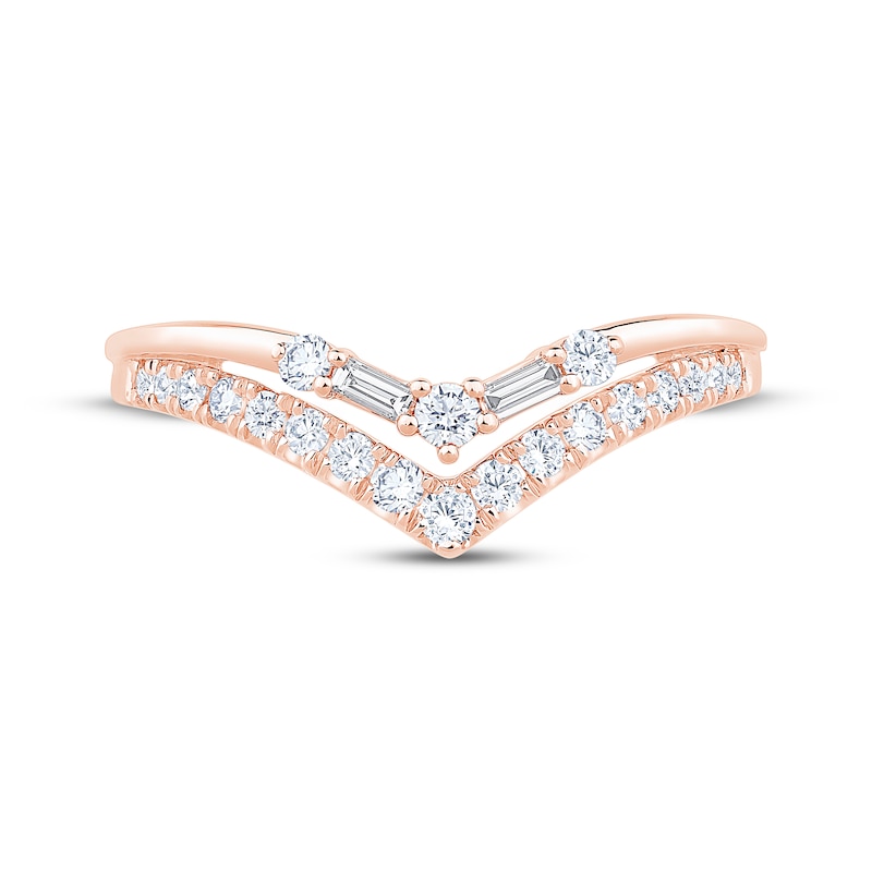 Main Image 3 of Now + Forever Diamond Two-Row Chevron Ring 1/3 ct tw 14K Rose Gold