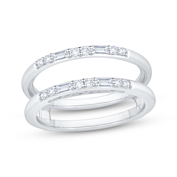 Now + Forever Baguette & Round-Cut Diamond Enhancer Ring 1/4 ct tw 14K White Gold