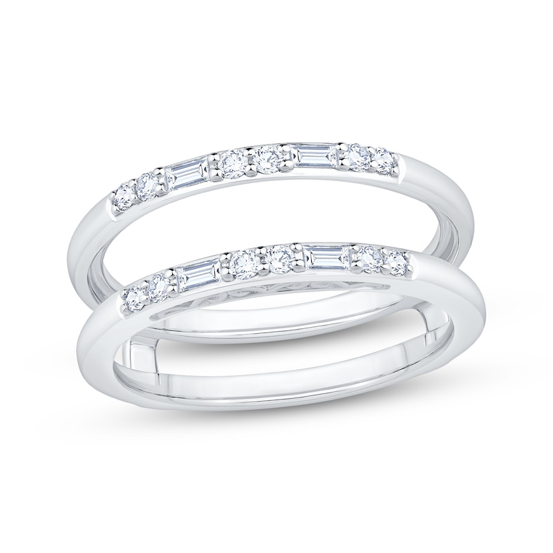 Main Image 1 of Now + Forever Baguette & Round-Cut Diamond Enhancer Ring 1/4 ct tw 14K White Gold