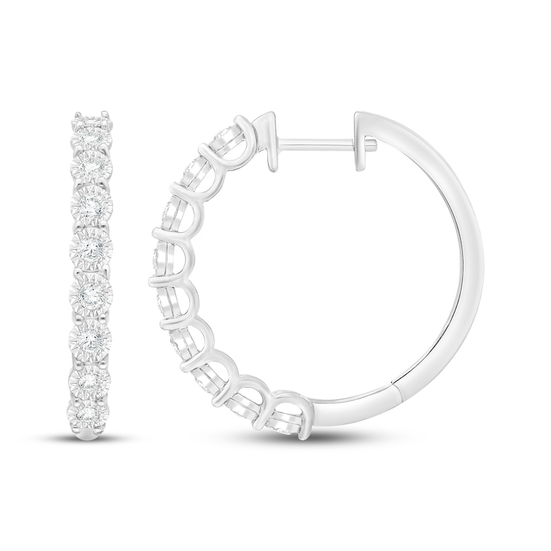 Main Image 1 of Diamond Hoop Earrings 1/2 ct tw Sterling Silver