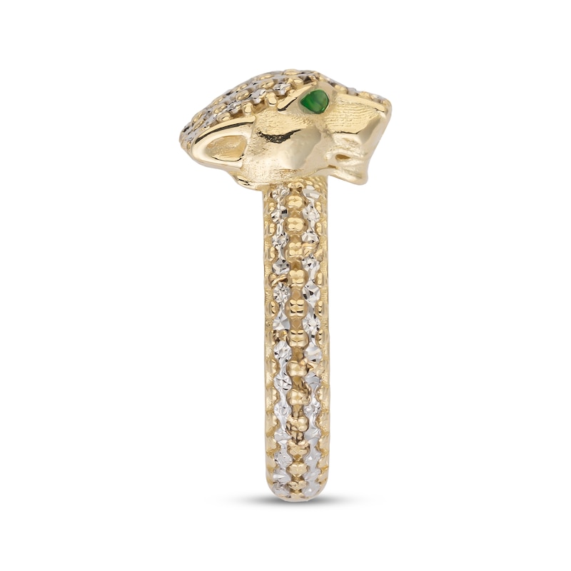 Main Image 2 of Italian Brilliance Diamond-Cut Panther Head Ring 14K Two-Tone Gold