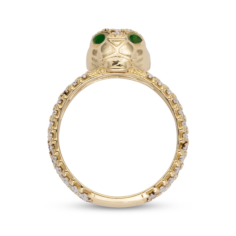 Main Image 3 of Italian Brilliance Diamond-Cut Panther Head Ring 14K Two-Tone Gold