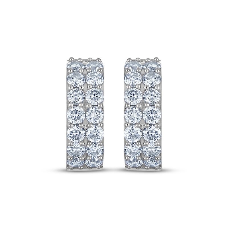 Main Image 2 of KAY Lab-Grown Diamonds Two-Row Pavé Huggie Hoop Earrings 2 ct tw 10K White Gold