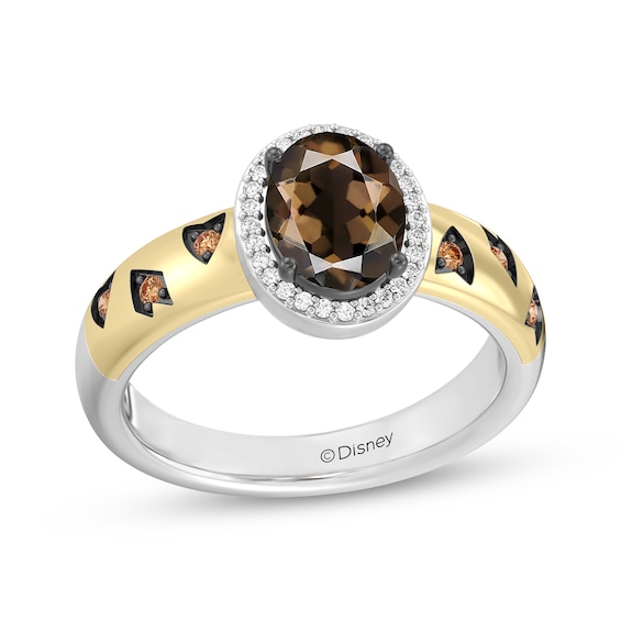 Disney Treasures The Lion King Oval-Cut Smoky Quartz & Diamond Ring 1/8 ct tw Sterling Silver & 10K Yellow Gold