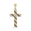 Thumbnail Image 1 of Men's Brown & White Diamond Cross Charm 1 ct tw 10K Yellow Gold