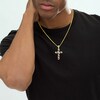 Thumbnail Image 2 of Men's Brown & White Diamond Cross Charm 1 ct tw 10K Yellow Gold