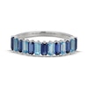 Thumbnail Image 3 of Emerald-Cut Swiss Blue Topaz & Blue Lab-Created Sapphire Ring Sterling Silver