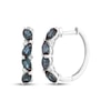 Thumbnail Image 1 of Pear-Shaped Lab-Created Alexandrite & White Lab-Created Sapphire Tilted Hoop Earrings Sterling Silver