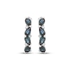 Thumbnail Image 2 of Pear-Shaped Lab-Created Alexandrite & White Lab-Created Sapphire Tilted Hoop Earrings Sterling Silver