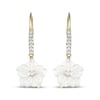 Thumbnail Image 2 of Mother-of-Pearl & 1/5 ct tw Diamond Flower Dangle Earrings 10K Yellow Gold