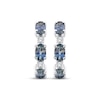 Thumbnail Image 2 of American Blue Sapphire & Diamond Three-Stone Halo Hoop Earrings 1/15 ct tw 10K White Gold