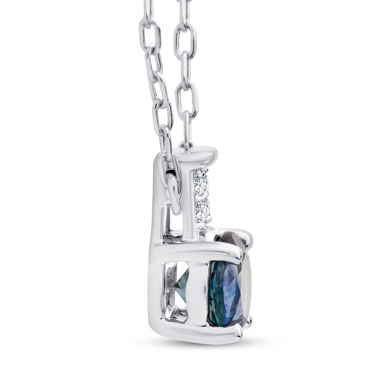 Main Image 2 of American Blue Sapphire & Diamond Accent Necklace 10K White Gold 18"