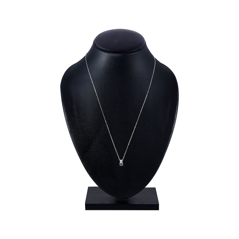 Main Image 4 of American Blue Sapphire & Diamond Accent Necklace 10K White Gold 18"
