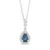 Thumbnail Image 1 of American Blue Sapphire & Diamond Halo Necklace 1/10 ct tw 10K White Gold 18"