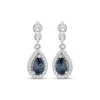 Thumbnail Image 2 of American Blue Sapphire & Diamond Halo Drop Earrings 1/6 ct tw 10K White Gold