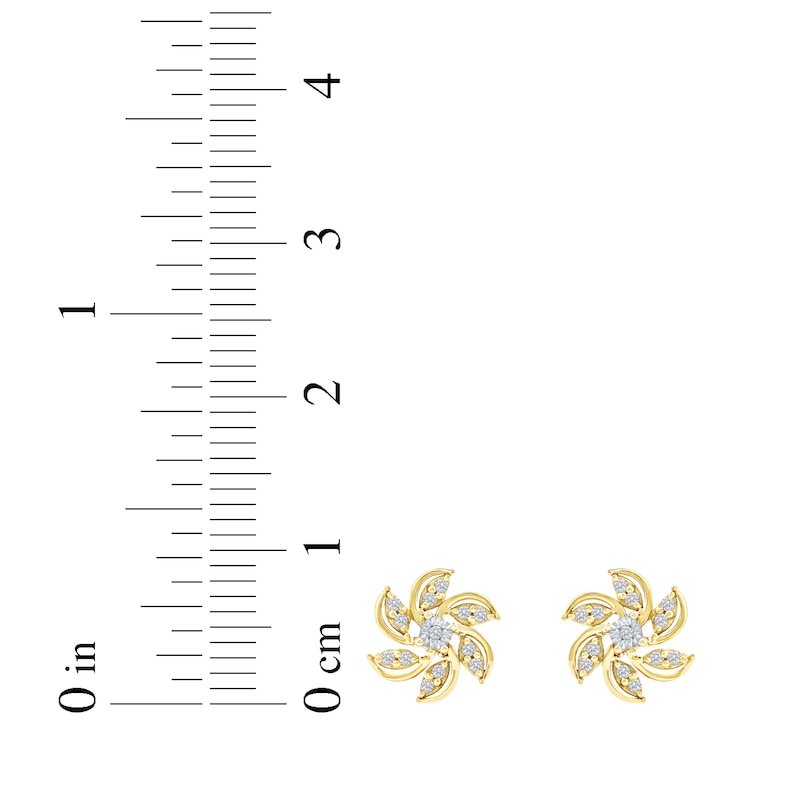Main Image 5 of Diamond Pinwheel Stud Earrings 1/8 ct tw 10K Yellow Gold