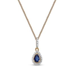 Blue Sapphire & Diamond Necklace 1/20 ct tw 10K Yellow Gold 18"