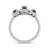 Thumbnail Image 3 of American Blue Sapphire & Diamond Three-Stone Halo Ring 1/6 ct tw 10K White Gold