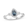 Thumbnail Image 1 of American Blue Sapphire & Diamond Halo Ring 1/8 ct tw 10K White Gold