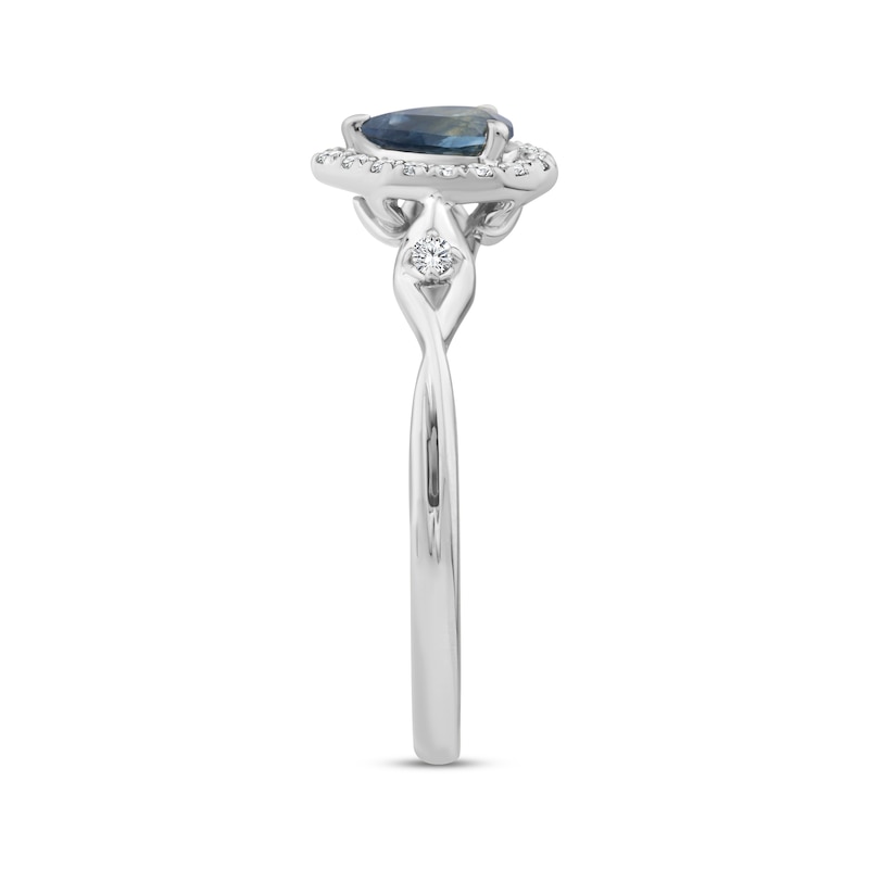 Main Image 2 of American Blue Sapphire & Diamond Halo Ring 1/8 ct tw 10K White Gold