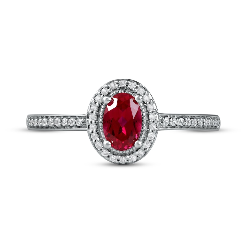 Main Image 3 of Lab-Created Ruby & White Lab-Created Sapphire Ring Sterling Silver