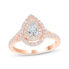 Thumbnail Image 1 of Now + Forever Lab-Grown Diamonds Pear-Shaped Double Halo Engagement Ring 1 ct tw 14K Rose Gold